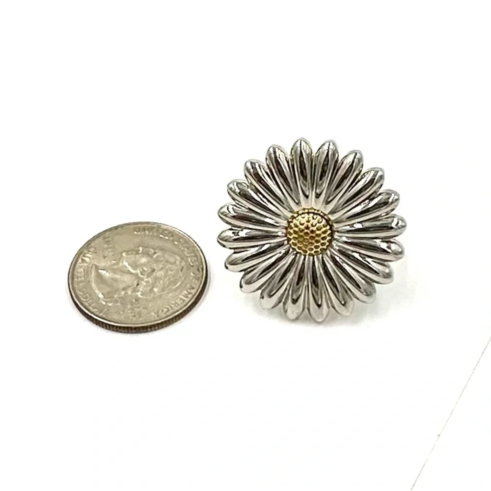 Nadri Stainless Steel Daisy Ring 10.25 NWOT